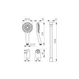 Set de Dus Mobil FDesign Inula Alb Mat – schita tehnica, desen tehnic cu dimensiuni pentru set de dus
