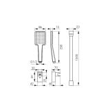 Set de Dus Mobil FDesign Inula Alb Mat – schita tehnica, desen tehnic cu dimensiuni pentru set de dus