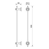 Portprosop Simplu FDesign Lacrima Bronz Periat – schita tehnica, desen tehnic cu dimensiuni 89 55.5 656 mm
