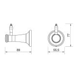 Agatatoare simpla FDesign Lacrima Crom – schita tehnica, desen tehnic cu dimensiuni 89, 55.5 si 77 mm