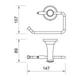 Suport hartie igienica FDesign Lacrima bronz periat – schita tehnica, desen tehnic cu cote 107, 89 si 147 mm