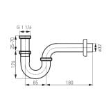 Sifon Lavoar Tubular FDesign Kleome Bronz Periat – schita tehnica, desen tehnic cu dimensiuni sifon tubular lavoar