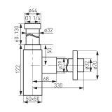 Sifon Lavoar Rectangular Tip Butelie FDesign Kleome Crom Lucios – schita tehnica, desen tehnic cu dimensiuni sifon lavoar butelie