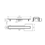 Rigola Dus Liniara FDesign Kleome 60 cm – schita tehnica, desen tehnic cu dimensiuni vedere de sus si lateral