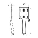 Para Dus Patrata, 1 Functie FDesign Inula Alb Mat – schita tehnica, desen tehnic cu dimensiuni para dus patrata