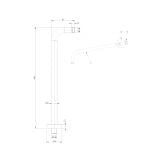 Bras Dus Fix Tubular FDesign Inula Negru Mat – schita tehnica, desen tehnic cu dimensiuni si componente detaliate