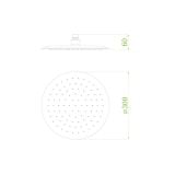 Cap de Dus Slim Rotund FDesign Inula Crom Lucios – schita tehnica, desen tehnic cu dimensiuni cap de dus rotund