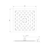 Cap de Dus Slim Patrat 300X300 Mm, 1/2 , Metal, Finisaj Oglinda FDesign Inula Crom Lucios – schita tehnica, desen tehnic cu dimensiuni cap de dus patrat