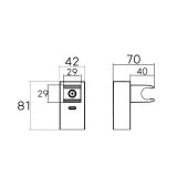 Suport Para Dus Patrat FDesign Inula Alb Mat – schita tehnica, desen tehnic cu dimensiuni 81 42 29 70 40 mm