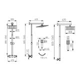 Coloana Dus cu Termostat Crom Lucios FDesign Anima Quadro – schita tehnica, desen tehnic cu dimensiuni pentru coloana dus termostat