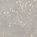 Gresie Portelanata Decor I Cementi Greige Ciottolo 120x120 cm – placa gri cu inserturi tip terrazzo pe fundal neutru