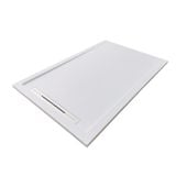 Cadita Dus Compozit cu Rigola Unika Alb 80x120 cm – cadita dus alba cu rigola pe fundal alb