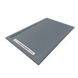 Cadita Dus Compozit cu Rigola Unika Gri 90x120 cm – cadita dus gri cu rigola pe fundal alb