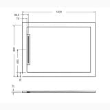 Cadita Dus Compozit cu Rigola Unika Gri 90x120 cm – schita tehnica, desen tehnic cu dimensiuni cadita dus rigola