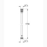 Furtun De Dus Grohe SilverFlex Finisaj Negru Mat 1,75 m – schita tehnica, desen tehnic cu dimensiuni si filet G1/2