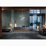 Gresie Portelanata Dripart Calamine Mat 60x120 cm – ambient comercial, receptie hotel eleganta cu perete gresie gri si pardoseala neagra