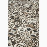 Gresie Intarsi Glam Mix 20x20 cm – detaliu, pardoseala cu model patchwork geometric floral maro alb negru