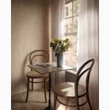 Gresie Portelanata Tetris Ecru Mat 5X20 cm – ambient living, colt cu masa scaune si perete gresie tip caramida