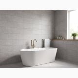 Gresie Efect Beton Blend Dune Grey Mat 30x60 cm – ambient baie cu cadă freestanding