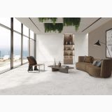 Gresie Efect Beton Blend Dune White Mat 60x120 cm – ambient lounge cu vedere la mare