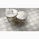 Gresie Efect Beton Essence Materia Urban Mat 20x20 cm – ambient living cu măsuțe rotunde