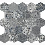 Gresie Hexagonala Patchwork Essence Jungle Mix 21,5x25 cm – model de montaj