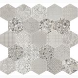 Gresie Hexagonala Patchwork Essence Pizzo Mix 21,5x25 cm – model de montaj