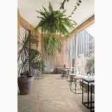 Gresie Imitatie Parchet Essence Cassettone Rovere 90x90 cm – ambient grădină de iarnă cu plante
