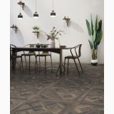 Gresie Imitatie Parchet Essence Cassettone Wenge 90x90 cm – ambient sufragerie cu masă lungă