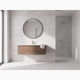 Gresie Terrazzo Blend Pebble Silver Mat 30x60 cm – ambient baie modernă