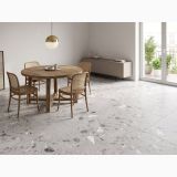 Gresie Terrazzo Blend Stone Silver Mat 60x60 cm – ambient sufragerie elegantă