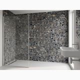 Gresie Terrazzo Essence Cristalli Forest Mat 30x60 cm – ambient baie cu duș walk-in