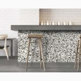 Gresie Terrazzo Essence Forest Mat 90x90 cm – ambient bar cu blat placat