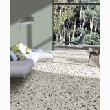 Gresie Terrazzo Essence Urban Mat 60x120 cm – ambient living cu ferestre spre pădure