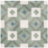 Gresie Decorata Play Labyrinth Sage 20x20 cm – placa cu model geometric verde, alb, gri si albastru