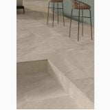 Gresie Shale Taupe Mat 60x120 cm – ambient comercial, pardoseala gresie mata cu scaune de bar metalice