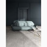 Gresie Ghost Grey Mat 30x60 cm – ambient living, living cu canapea turcoaz si pardoseala gresie gri