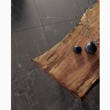Gresie Gardena HGR 8 Nero 30x60 cm – ambient living, pardoseala gresie neagra cu masa lemn masiv si vaze