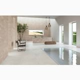 Gresie Gardena HGR 10 Bianco 30x60 cm – ambient piscina, piscina interioara cu pardoseala gresie deschisa si pereti bej
