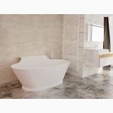 Cada Freestanding Compozit Ovala Hannah 172x103 cm – ambient baie, baie moderna cu cada ovala freestanding alba