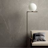 Gresie HBO 5 Bronzo Amani 60x120 Mat – ambient living, perete gresie gri, canapea, lampa design, perna carouri