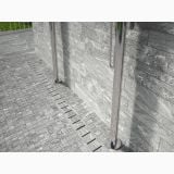 Gresie Engadina HEG 5 Gri Mat 60x60 – ambient piscina, pardoseala mozaic gri cu canal scurgere, perete piatra