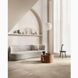 Gresie Lavaredo HLA 1 60x120 cm Mat – ambient living, living minimalist cu canapea gri si pardoseala gresie mata