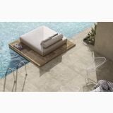 Gresie Exterior Lavaredo HLA 201 Beige 60x60x2 cm – ambient piscina, terasa piscina cu pardoseala bej si zona relaxare