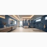 Gresie Piemme Homey Berry 60x120 cm Mat – ambient baie, baie moderna cu cada freestanding si dus cu sticla, pe pardoseala