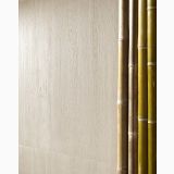 Gresie Stone Edition HSE 10 Travertino 120x120cm – detaliu, perete texturat travertino cu tulpini de bambus