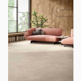 Gresie Timeline HTL 11 Beige 60x60 cm – ambient living, living cu canapea roz si pardoseala gresie bej