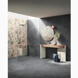 Gresie Timeline HTL 2 Nightfall Mat 60x60 cm – ambient baie, baie moderna cu cabina de dus si consola lavoar, pe pardoseala