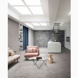 Gresie Timeline HTL 5 Grey Mat 120x120 cm – ambient living, living si bucatarie open space cu pardoseala gri mata