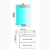 Set Complet Mobilier Baie Giudi Bianco L60 cm – schita tehnica, desen tehnic mobilier baie cu oglinda si dimensiuni